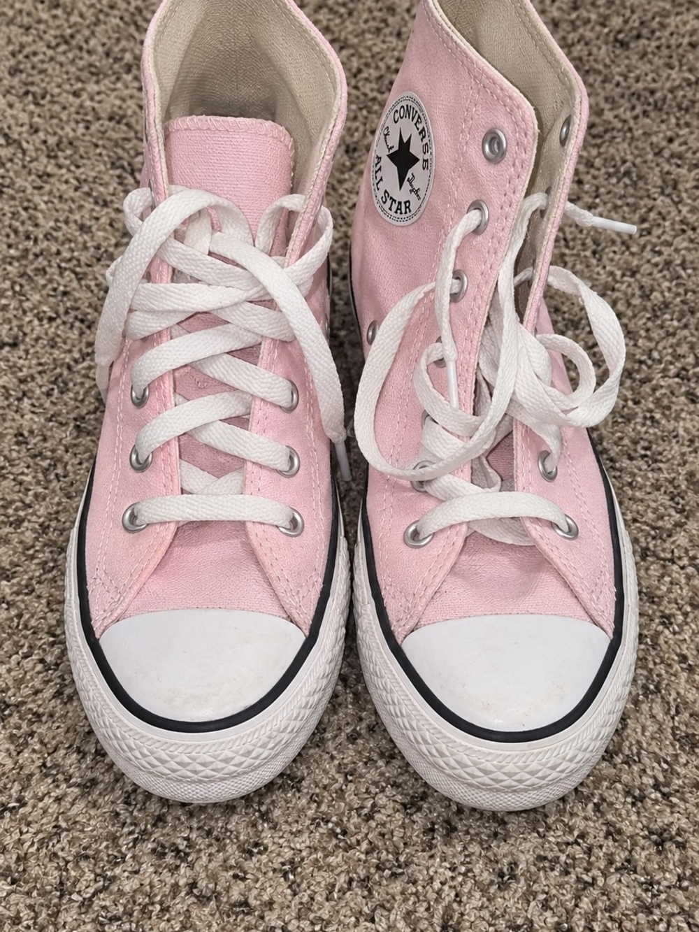 Converse Kids Pink High-Top Canvas Sneakers with White Laces